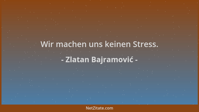 Zlatan Bajramović - Wir machen uns keinen Stress....