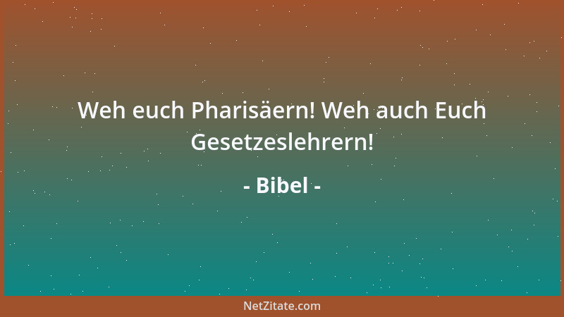 Bibel - Weh euch Pharisäern! Weh auch Euch Gesetzeslehrern!...