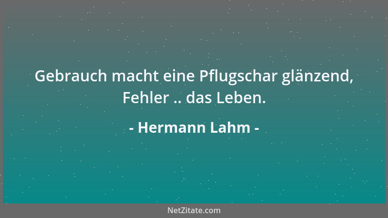 Hermann Lahm - Gebrauch macht eine Pflugschar glänzend, Fehler .. das Leben....