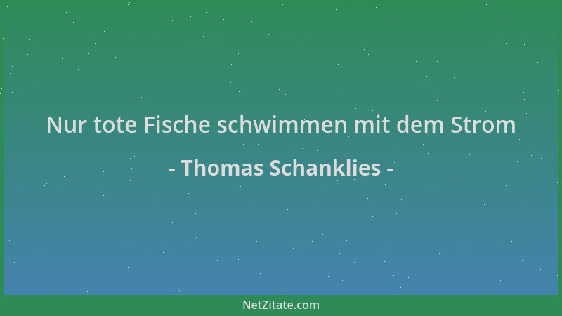 Thomas Schanklies - Nur tote Fische schwimmen mit dem Strom...