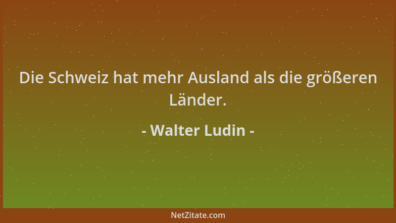 Walter Ludin - Die Schweiz hat mehr Ausland als die größeren Länder....