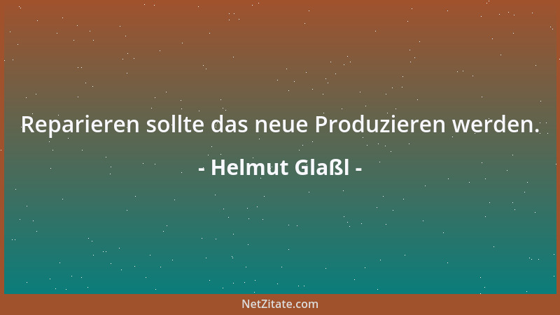 Helmut Glaßl - Reparieren sollte das neue Produzieren werden....