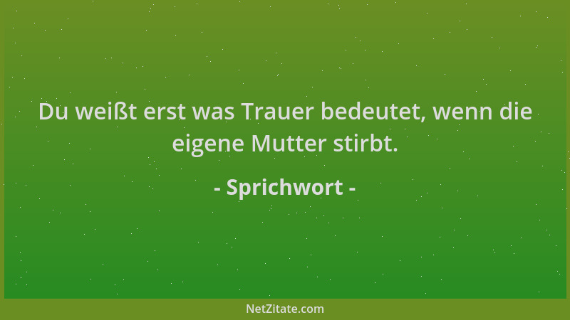 Sprichwort - Du weißt erst was Trauer bedeutet, wenn die eigene Mutter stirbt....