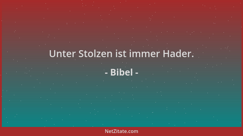 Bibel - Unter Stolzen ist immer Hader....