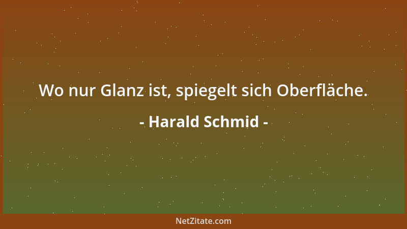Harald Schmid - Wo nur Glanz ist, spiegelt sich Oberfläche....
