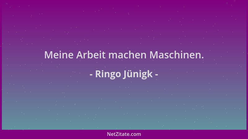 Ringo Jünigk - Meine Arbeit machen Maschinen....