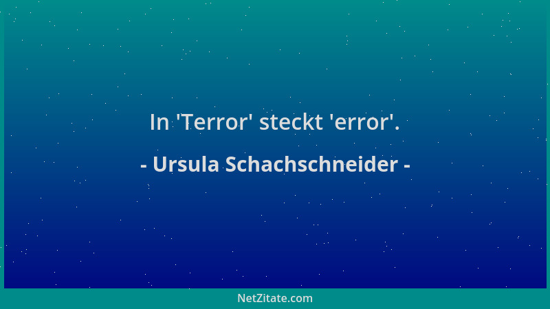 Ursula Schachschneider - In  'Terror ' steckt  'error '....