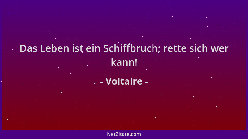 Voltaire - Das Leben ist ein Schiffbruch; rette sich wer kann!...