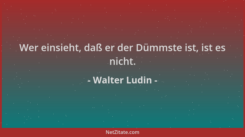 Walter Ludin - Wer einsieht, daß er der Dümmste ist, ist es nicht....