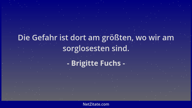 Brigitte Fuchs - Die Gefahr ist dort am größten, wo wir am sorglosesten sind....