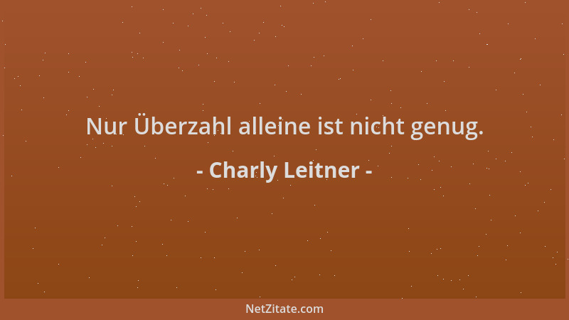 Charly Leitner - Nur Überzahl alleine ist nicht genug....