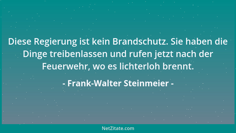 Frank-Walter Steinmeier - Diese Regierung ist kein Brandschutz. Sie haben die Dinge treibenlassen und rufen jetzt nach der...