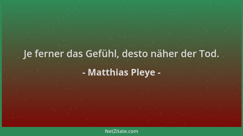 Matthias Pleye - Je ferner das Gefühl, desto näher der Tod....
