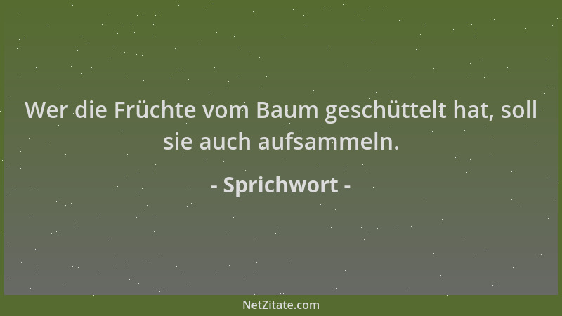 Sprichwort - Wer die Früchte vom Baum geschüttelt hat, soll sie auch aufsammeln....