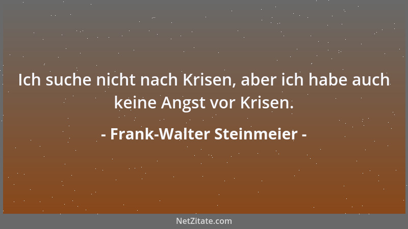Frank-Walter Steinmeier - Ich suche nicht nach Krisen, aber ich habe auch keine Angst vor Krisen....