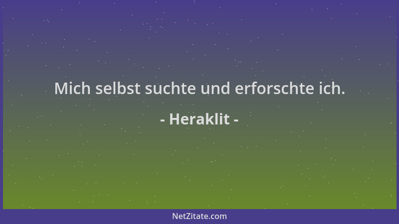 Heraklit - Mich selbst suchte und erforschte ich....
