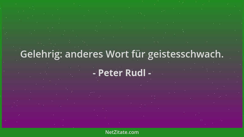 Peter Rudl - Gelehrig: anderes Wort für geistesschwach....
