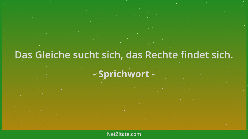 Sprichwort - Das Gleiche sucht sich, das Rechte findet sich....