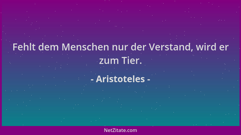 Aristoteles - Fehlt dem Menschen nur der Verstand, wird er zum Tier....