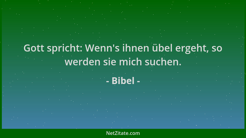 Bibel - Gott spricht: Wenn 's ihnen übel ergeht, so werden sie mich suchen....