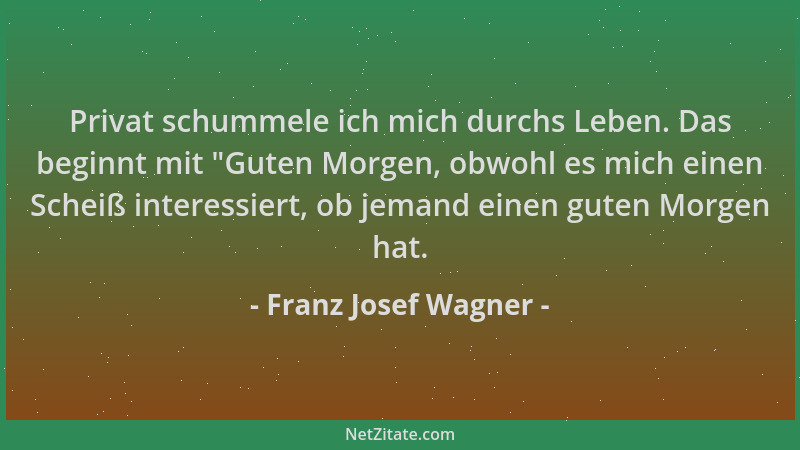 Franz Josef Wagner - Privat schummele ich mich durchs Leben. Das beginnt mit "Guten Morgen, obwohl es mich einen Scheiß int...