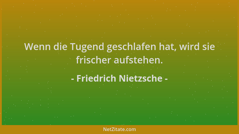 Friedrich Nietzsche - Wenn die Tugend geschlafen hat, wird sie frischer aufstehen....