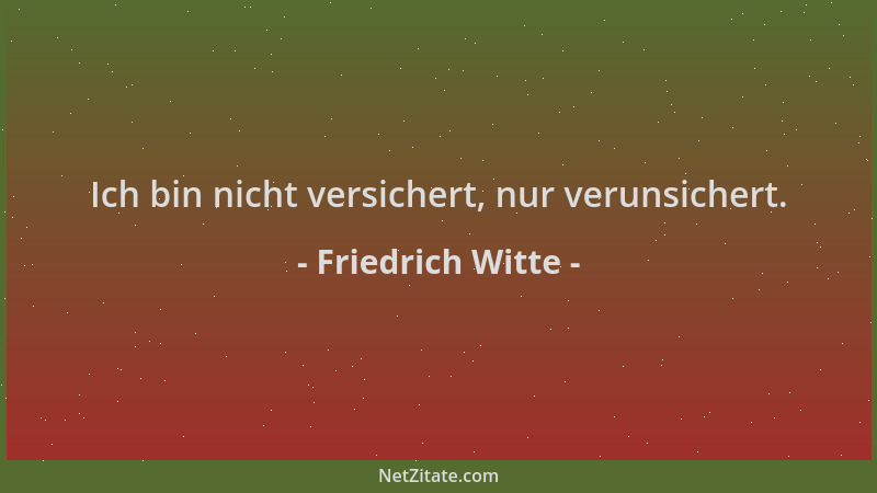 Friedrich Witte - Ich bin nicht versichert, nur verunsichert....