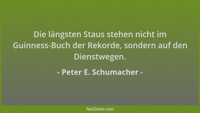 Peter E. Schumacher - Die längsten Staus stehen nicht im Guinness-Buch der Rekorde, sondern auf den Dienstwegen....
