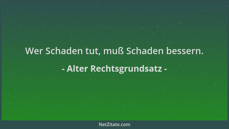 Alter Rechtsgrundsatz - Wer Schaden tut, muß Schaden bessern....