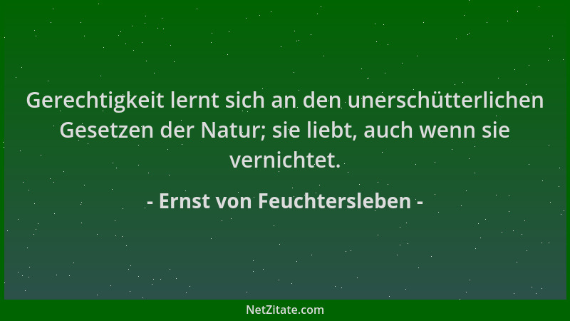 Ernst von Feuchtersleben - Gerechtigkeit lernt sich an den unerschütterlichen Gesetzen der Natur; sie liebt, auch wenn sie...