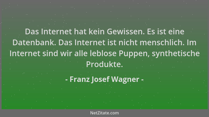 Franz Josef Wagner - Das Internet hat kein Gewissen. Es ist eine Datenbank. Das Internet ist nicht menschlich. Im Internet...