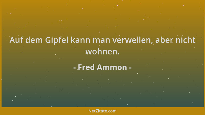 Fred Ammon - Auf dem Gipfel kann man verweilen, aber nicht wohnen....