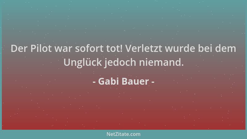Gabi Bauer - Der Pilot war sofort tot! Verletzt wurde bei dem Unglück jedoch niemand....