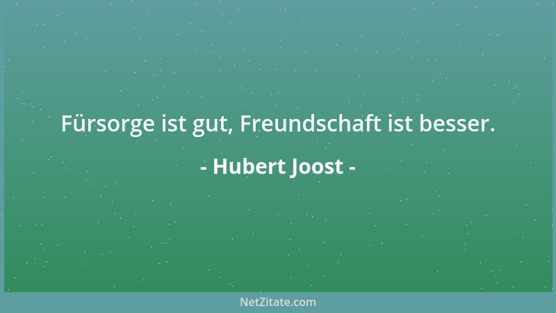Hubert Joost - Fürsorge ist gut, Freundschaft ist besser....