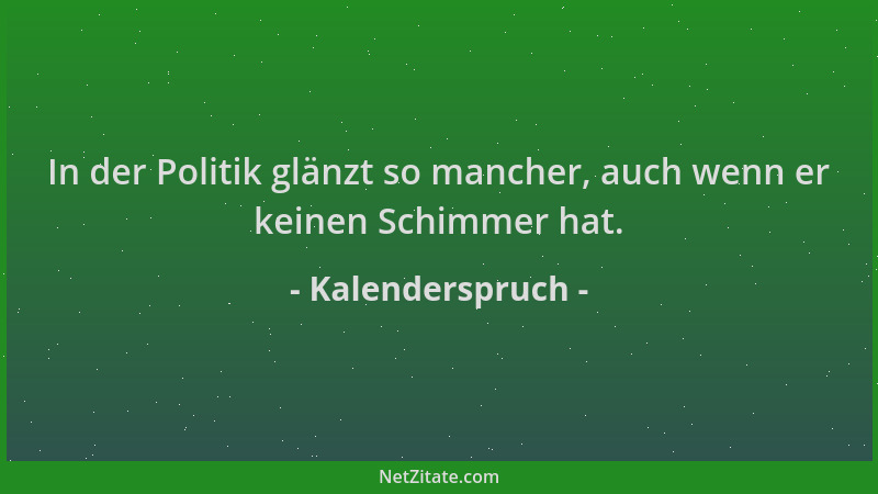 Kalenderspruch - In der Politik glänzt so mancher, auch wenn er keinen Schimmer hat....