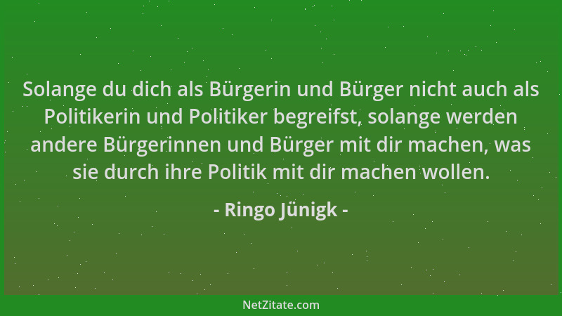 Ringo Jünigk - Solange du dich als Bürgerin und Bürger nicht auch als Politikerin und Politiker begreifst, solange werden a...