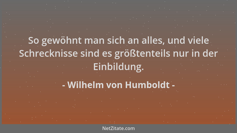Wilhelm von Humboldt - So gewöhnt man sich an alles, und viele Schrecknisse sind es größtenteils nur in der Einbildung....