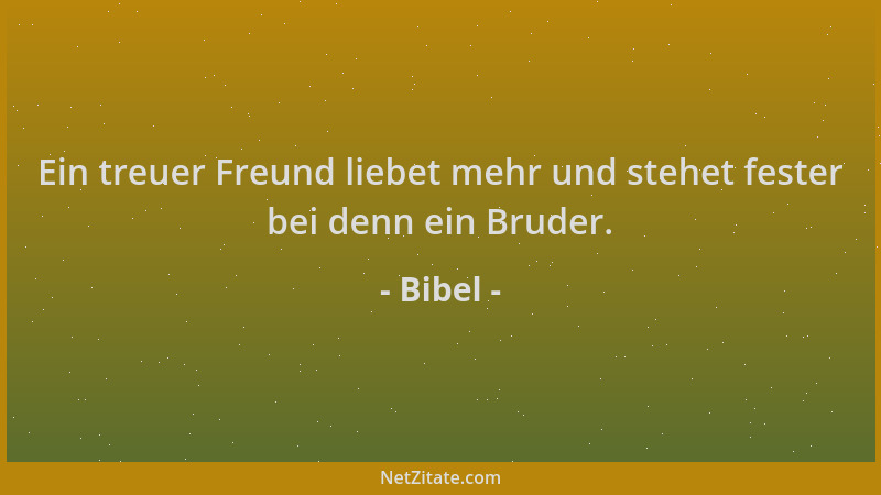 Bibel - Ein treuer Freund liebet mehr und stehet fester bei denn ein Bruder....