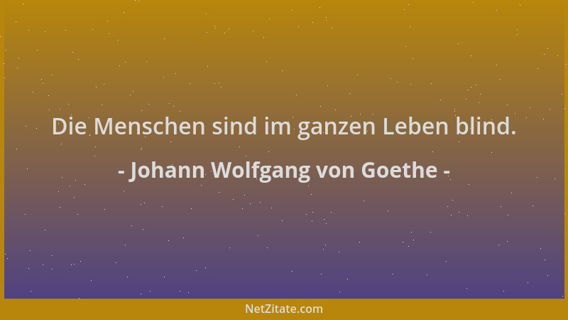 Johann Wolfgang von Goethe - Die Menschen sind im ganzen Leben blind....