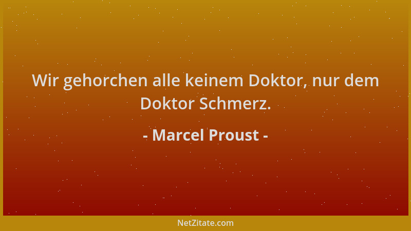 Marcel Proust - Wir gehorchen alle keinem Doktor, nur dem Doktor Schmerz....