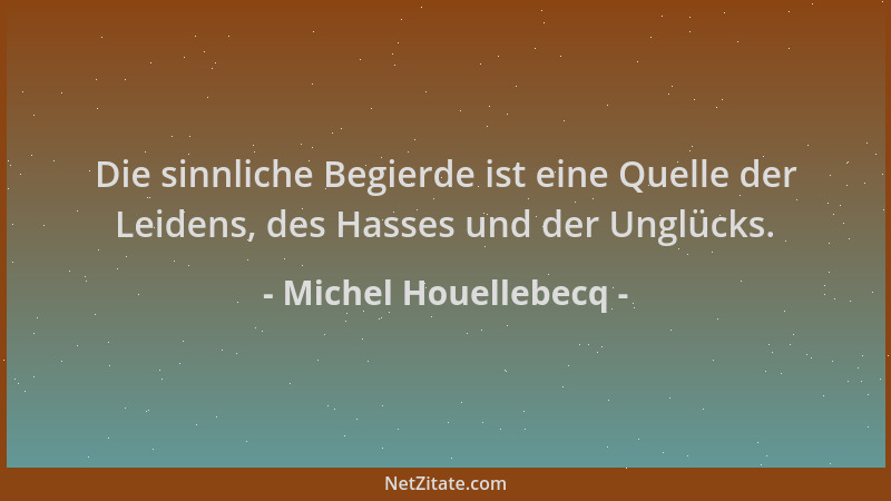 Michel Houellebecq - Die sinnliche Begierde ist eine Quelle der Leidens, des Hasses und der Unglücks....