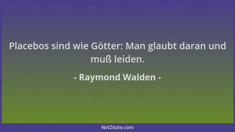 Raymond Walden - Placebos sind wie Götter: Man glaubt daran und muß leiden....