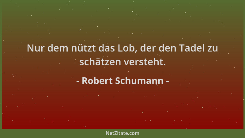 Robert Schumann - Nur dem nützt das Lob, der den Tadel zu schätzen versteht....