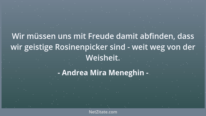 Andrea Mira Meneghin - Wir müssen uns mit Freude damit abfinden, dass wir geistige Rosinenpicker sind - weit weg von der We...