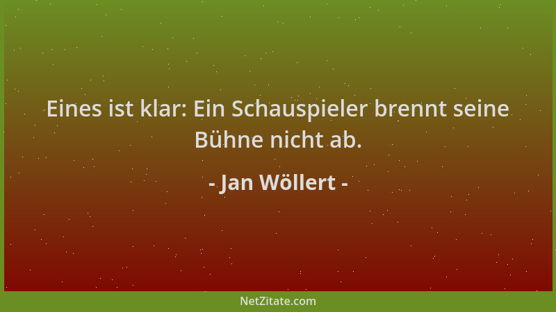Jan Wöllert - Eines ist klar: Ein Schauspieler brennt seine Bühne nicht ab....