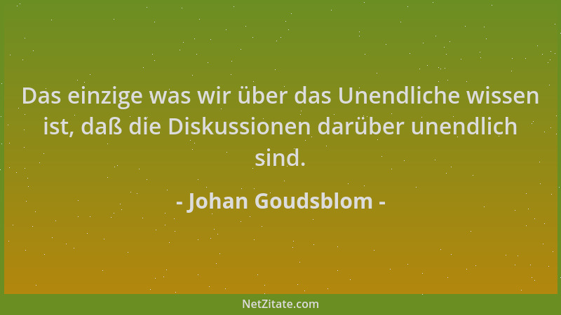 Johan Goudsblom - Das einzige was wir über das Unendliche wissen ist, daß die Diskussionen darüber unendlich sind....