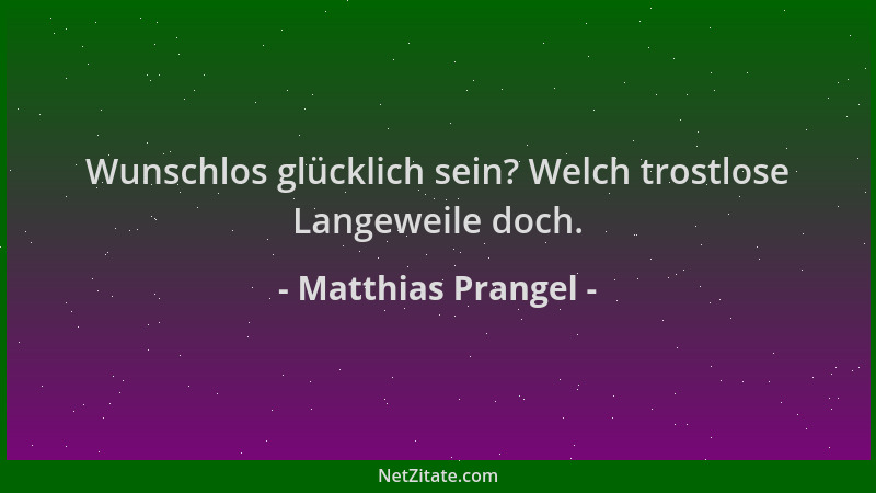 Matthias Prangel - Wunschlos glücklich sein? Welch trostlose Langeweile doch....