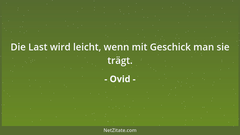Ovid - Die Last wird leicht, wenn mit Geschick man sie trägt....