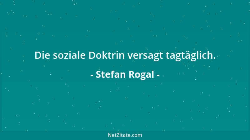 Stefan Rogal - Die soziale Doktrin versagt tagtäglich....