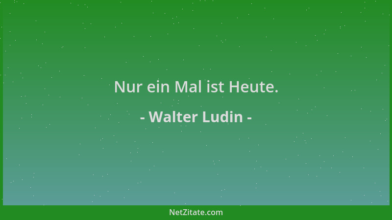 Walter Ludin - Nur ein Mal ist Heute....